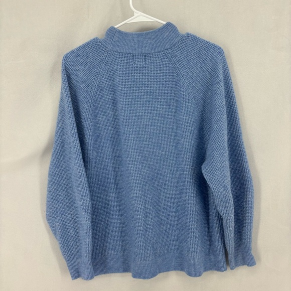 Gap women’s small Waffle-Knit Mockneck Sweater Blue Soft Cozy boxy pullover - Picture 5 of 11